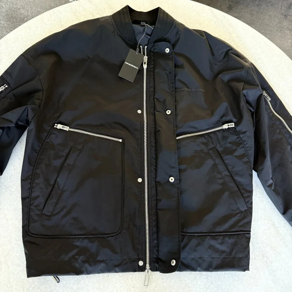 EMPORIO ARMANI Mens Black Nylon‎ Blouson Jacket Size 52, NWT $675